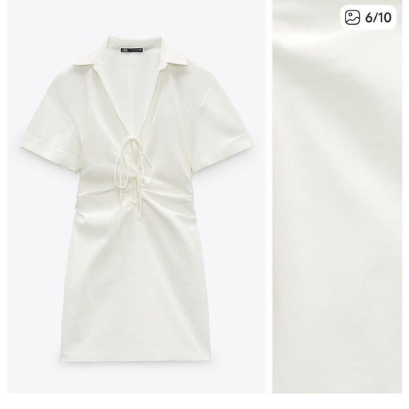 Zara White Lace Up Dress - Picture 5 of 7